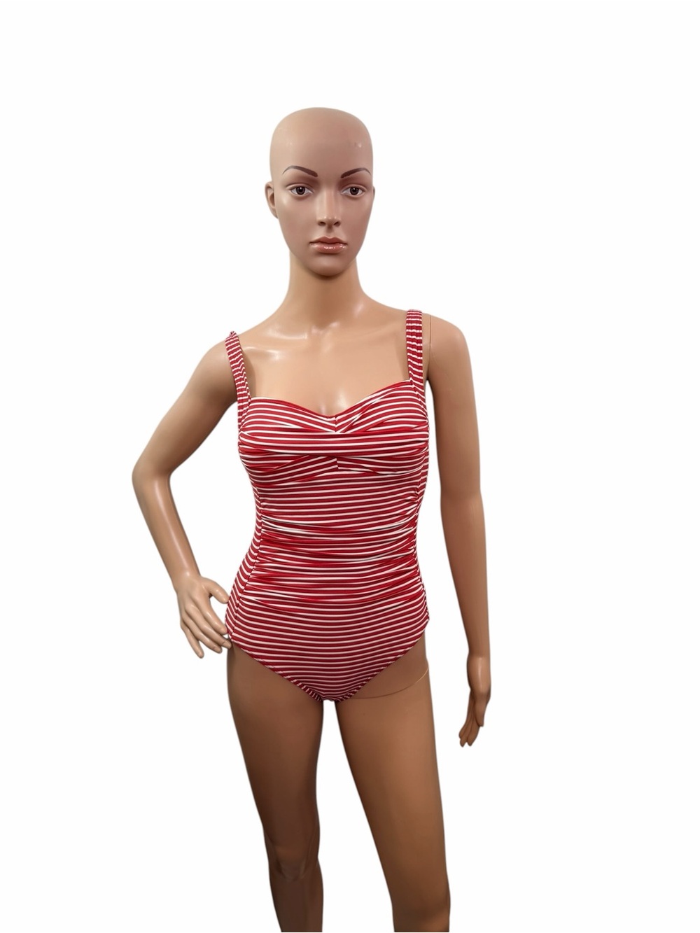 Nip Tuck Women’s Size 4 Multi Cup Fit Red White Striped One Piece Swimsuit - Picture 2 of 9